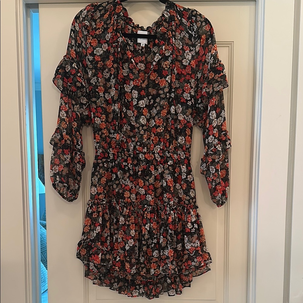 Misa Los Angeles Floral Mini Dress - Black and Red